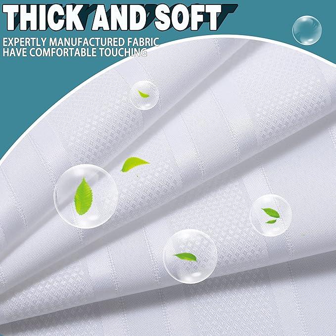 Conbo Mio Extra Long No Hook Waffle Weave Shower Curtain with Snap in Liner Set, Hotel Luxury White Shower Curtains for Bathroom with See Through Top Window, Waterproof, Washable 71W x 84H Stripe - ModernBath