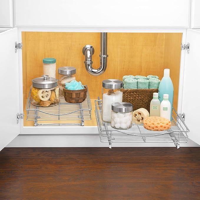 LYNK PROFESSIONAL® Pull Out Cabinet Organizer, 17" x 21" Slide Out Drawers for Kitchen Cabinets - Sliding Pull-Out Pantry Shelves – Home Shelf Organizers - Lifetime Ltd. Warranty, Chrome - ModernBath