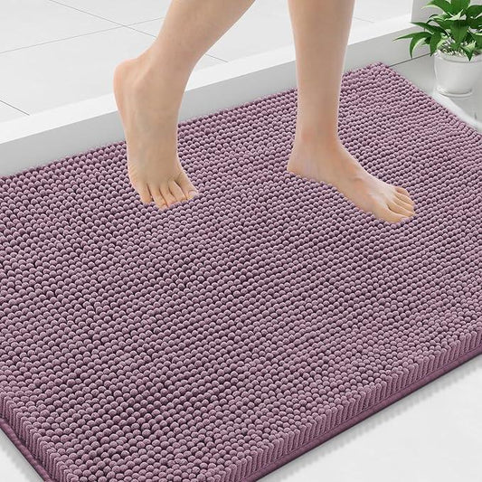 Smiry Luxury Chenille Bathroom Rugs 36x24, Extra Soft and Absorbent Shaggy Bath Mat, Machine Washable, Non-Slip Plush Carpet Runner for Tub, Shower, and Floor, Home Decor Accessories, Deep Plum - ModernBath
