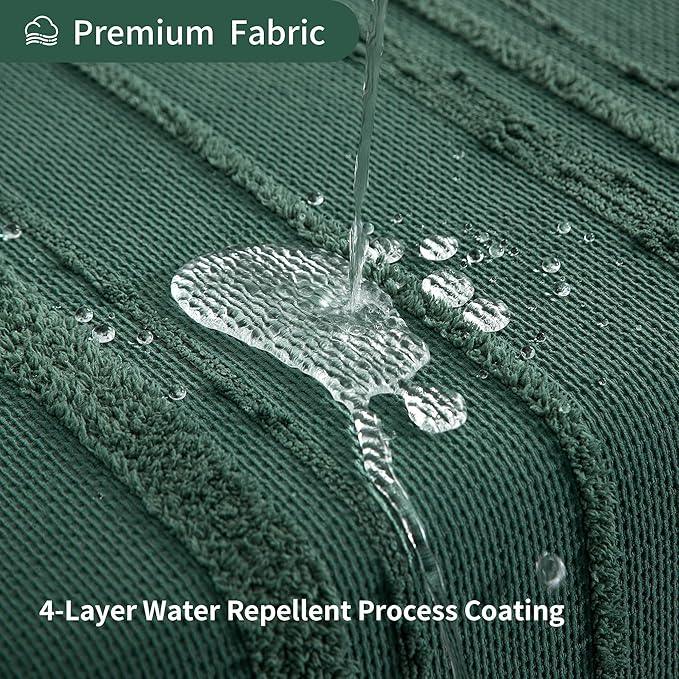 Lameirose Dark Green Shower Curtain Boho, Cotton Blend Waffle Shower Curtain Textured, Fabric Shower Curtains for Bathroom, Hotel, 72 x 72 - ModernBath