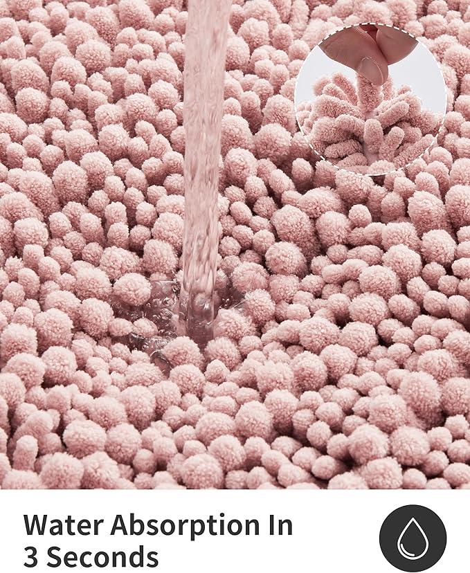 ILANGO Bathroom Rugs Pink 36x24,Extra Soft Absorbent Chenille Bath Rugs,Thick Non-Slip Shaggy Bath Mat,Machine Washable Quick Dry Shaggy Bath Mats for Bathroom Floor, Tub, Shower Accessories - ModernBath