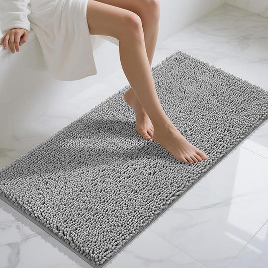 Yimobra Long Bathroom Rugs 47"x24", Extra Soft Non Slip Bath Mat for Tub, Super Absorbent Quick Dry Shaggy Rug Floor Carpet, Machine Washable,Gray - ModernBath