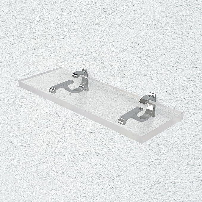 Clear Acrylic Shelves for Wall Storage, 6" W X 36" L, 3/4" Thick Wall Mounted Floating Shelves for Bedroom, Living Room, Bathroom, Kitchen -‎Easy Installation with Screws and Chrome Finish Brackets - ModernBath
