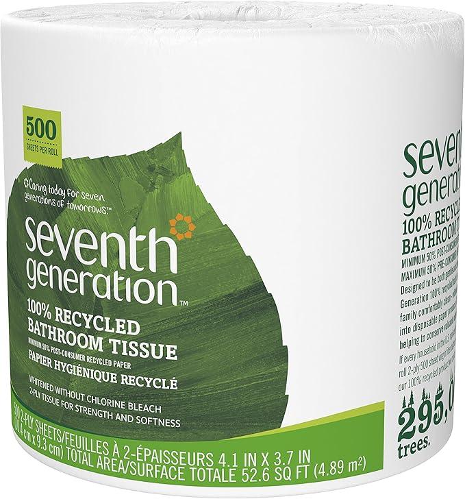 Seventh Generation White Toilet Paper 2-ply 100% Recycled Paper, 500 sheets, Pack of 60 - ModernBath