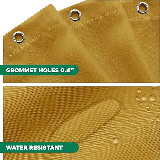Biscaynebay Hotel Quality Fabric Shower Curtain Liner 72 Inch by 72 Inch, Gold Water Resistant Bathroom Curtains Rust Resistant Grommets & Weighted Bottom Hem Machine Washable - ModernBath