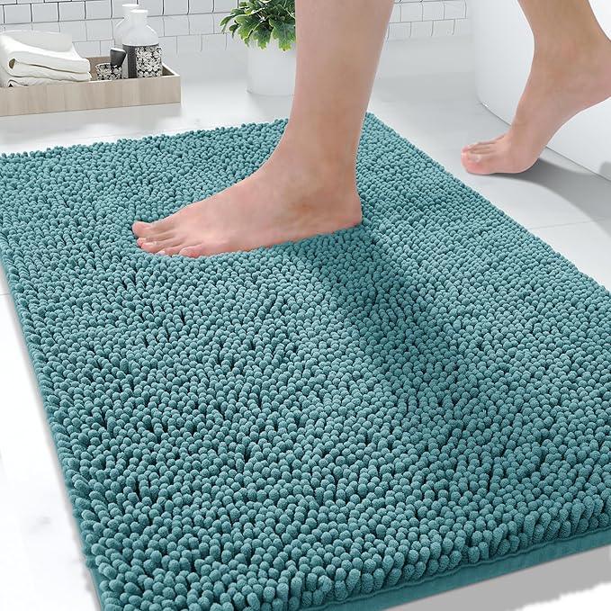Yimobra Large Bathroom Rugs 36"x24", Non Slip Bath Mat for Tub, Shaggy Rug Floor Carpet, Extra Soft Super Absorbent Quick Dry, Machine Washable,Teal Blue - ModernBath