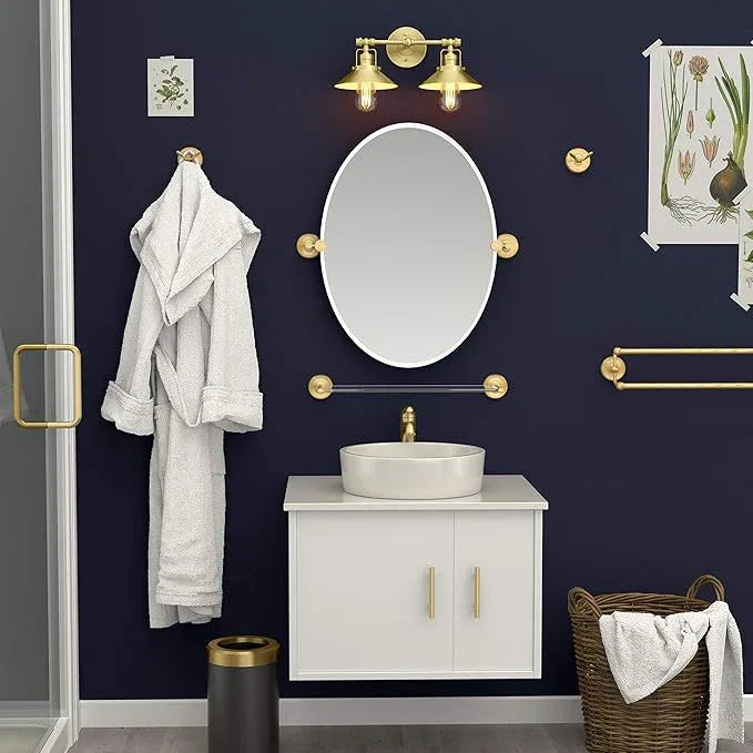 Gatco 5057 Designer II Glass Shelf, Brushed Brass/Wall Mounted 22.50" x 5.85" Tempered/Floating Rectangle Glass Shelf for Bathroom - ModernBath