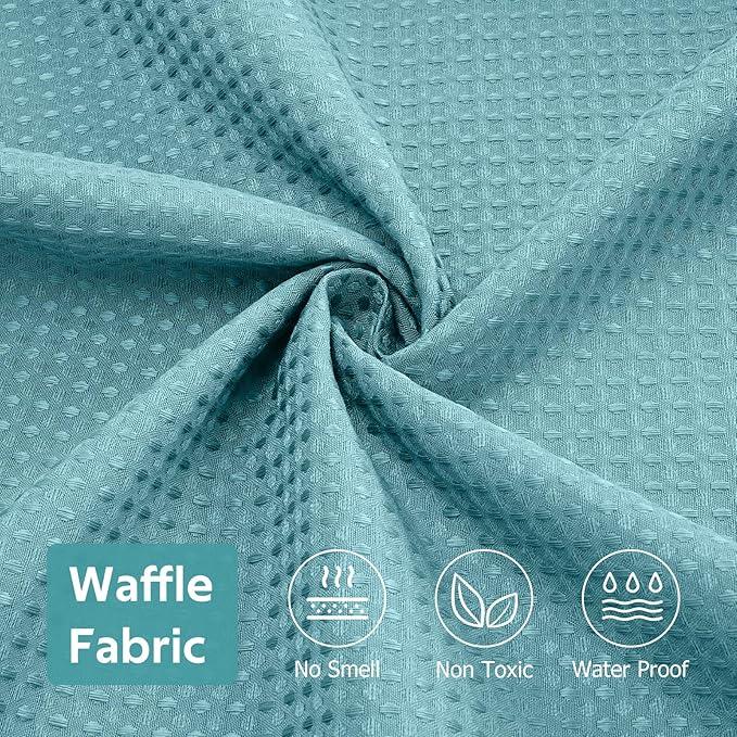 Vipfree 3 in 1 Shower Curtain Set, Waffle Shower Curtain and Liner Set with 12 Double Sided Shower Curtain Hooks, 258GSM Luxury Weighted Cloth Shower Curtains for Bathroom, 72 W x 72 H, Teal - ModernBath
