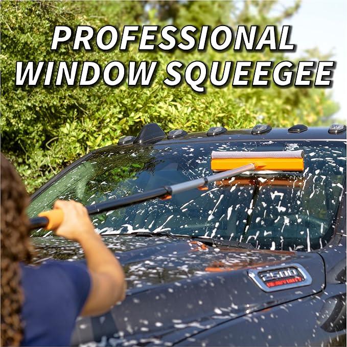 5-18 ft Window Washer Squeegee Kit with Extension Pole (24+ Foot Reach) // Long Handle Squeegee for Window Cleaning & Car Cleaning Multi-Use//Telescopic Professional Window Cleaning Squeegee for Home - ModernBath