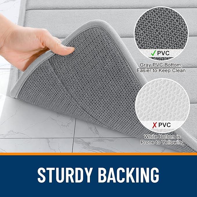 OLANLY Memory Foam Bath Mat 24x16, Super Soft Absorbent Bathroom Rugs, Quick Dry, Machine Washable Shower Floor Rugs, Bathmat Carpet, Bathroom Home Decor Accessories, Light Gray - ModernBath