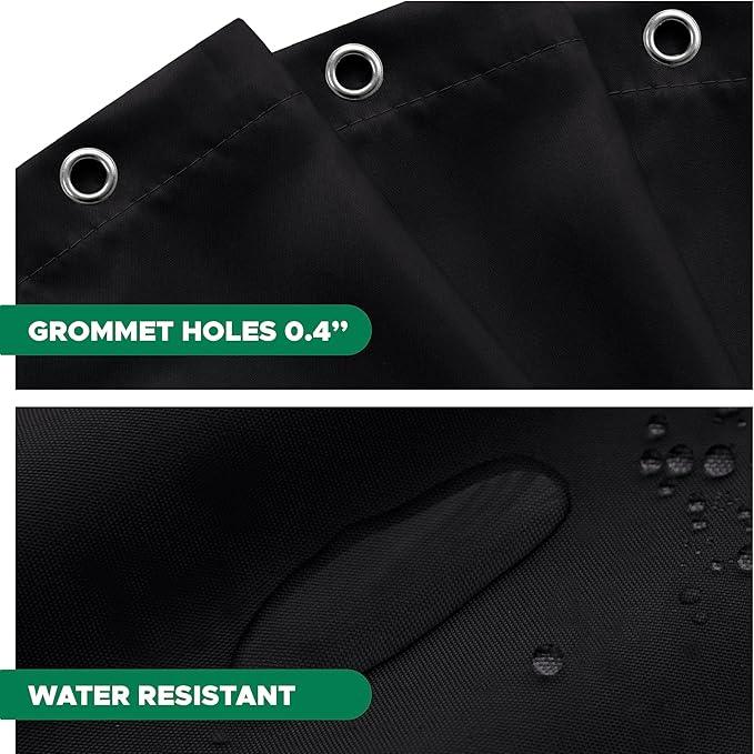Biscaynebay Fabric Narrow Shower Stall Curtain Liners 54" Width by 72" Length, Black Water Resistant Bathroom Curtains, Rust Resistant Grommets (9 Holes) Weighted Bottom Machine Washable - ModernBath