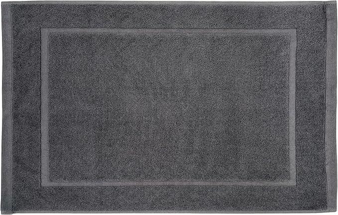 Lincoln & Palm 1-Piece Turkish Cotton Bath Mat - Soft, Plush, and Absorbent - 1000 GSM Thick Luxury Spa and Hotel Style - No Rubber Backing - Silver-Infused SILVERbac (1 Piece Bath Mat, Charcoal) - ModernBath