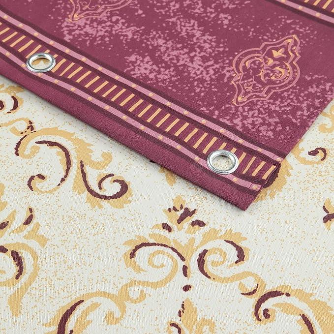 BESTRIPES Long Fabric Shower Curtain, Burgundy Wine and Gold Yellow Boho Paisley Damask Print Shower Curtains for Bathroom, Waterproof Bathroom Curtains, 72" W x 78" H - ModernBath