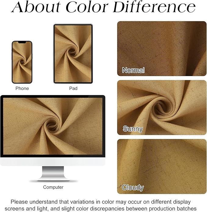 Naturoom 48 Inch Gold Linen Shower Curtain - Stall Narrow Half Ultra Thick Fabric Shower Curtain Set with Hooks, Boho Farmhouse Rustic RV Camper Bath Curtains for Bathroom, 48x72 - ModernBath
