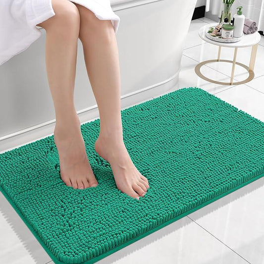 OLANLY Bathroom Rugs 24x16, Extra Soft Absorbent Chenille Bath Rugs, Rubber Backing Quick Dry, Machine Washable Bath Mats for Bathroom Floor, Tub and Shower, Home Decor Accessories, Emerald - ModernBath