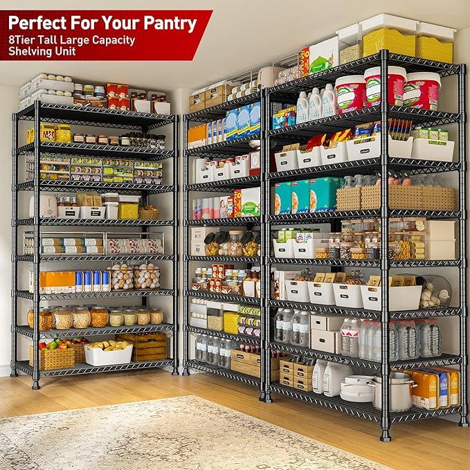 REIBII 8 Tier Metal Shelving 75"H Storage Shelves Tall Wire Shelving Unit Adjustable Detachable Storage Shelves for Laundry Pantry Kitchen Commercial school 1040LBS Storage Rack 75"H X 35"W X 14"D - ModernBath