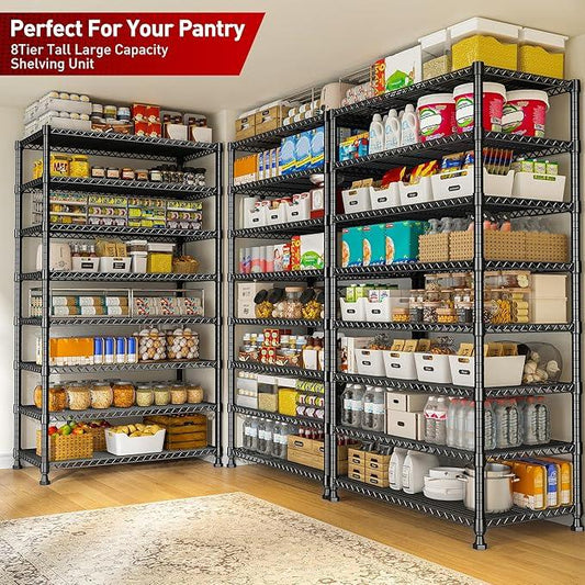 REIBII 8 Tier Metal Shelving 75"H Storage Shelves Tall Wire Shelving Unit Adjustable Detachable Storage Shelves for Laundry Pantry Kitchen Commercial school 1040LBS Storage Rack 75"H X 35"W X 14"D - ModernBath