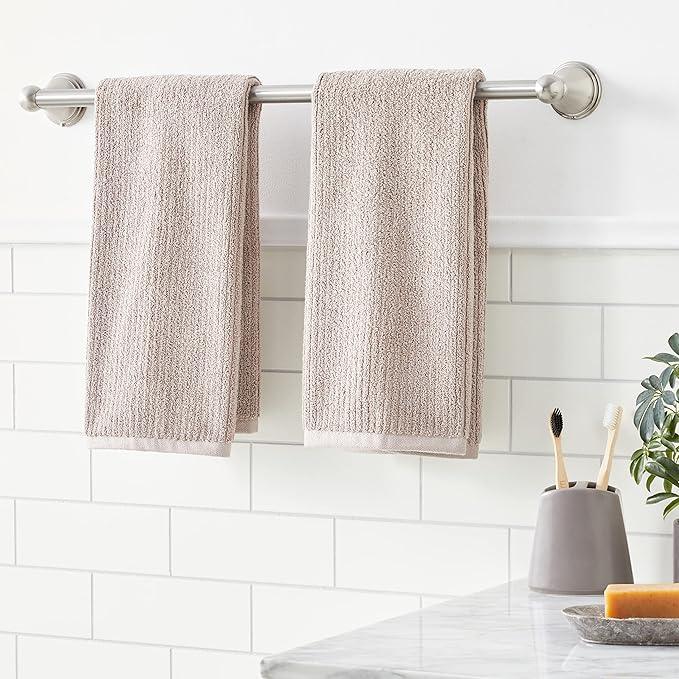Amazon Basics Straight Modern Towel Bathroom Bar, 24 inch, Satin Nickel - ModernBath