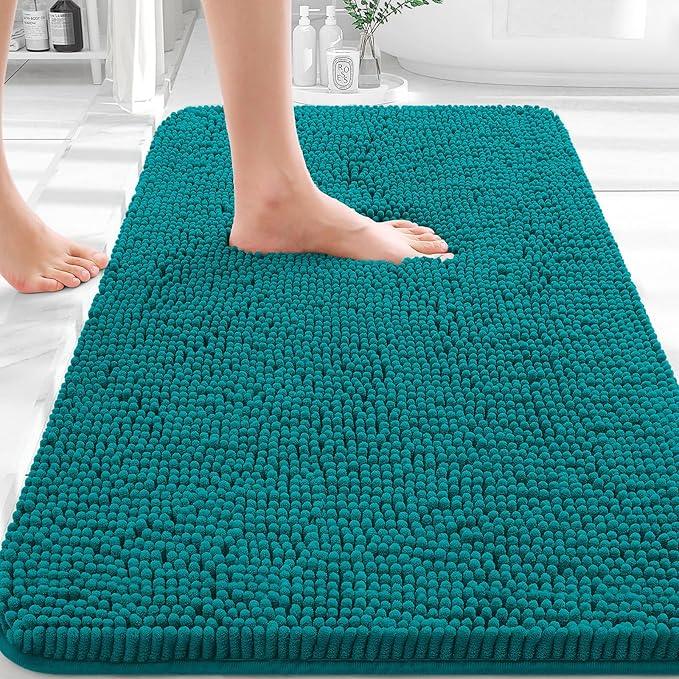 OLANLY Bathroom Rugs 30x20, Extra Soft Absorbent Chenille Bath Rugs, Rubber Backing Quick Dry, Machine Washable Bath Mats for Bathroom Floor, Tub and Shower, Home Decor Accessories, Deep Lake - ModernBath