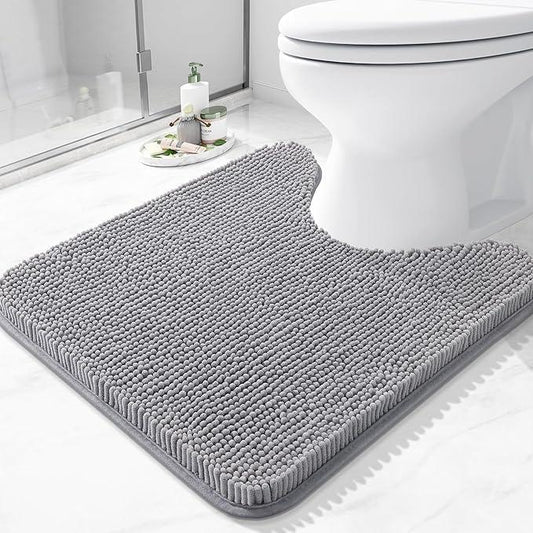 Arotive Bathroom Toilet Rugs U Shaped 20x20, Extra Soft Absorbent Shaggy Chenille Contour Bath Rugs for Toilet, Machine Washable Non-Slip Contoured Bath Mats, Grey - ModernBath