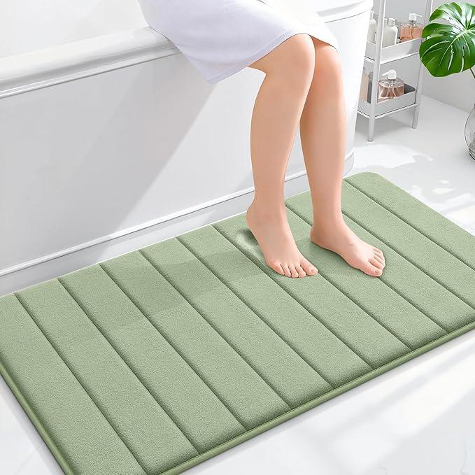 OLANLY Memory Foam Bath Mat 44x24, Super Soft Absorbent Bathroom Rugs, Quick Dry, Machine Washable Shower Floor Rugs, Bathmat Carpet, Bathroom Home Decor Accessories, Sage Green - ModernBath