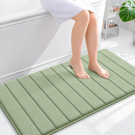 OLANLY Memory Foam Bath Mat 44x24, Super Soft Absorbent Bathroom Rugs, Quick Dry, Machine Washable Shower Floor Rugs, Bathmat Carpet, Bathroom Home Decor Accessories, Sage Green - ModernBath