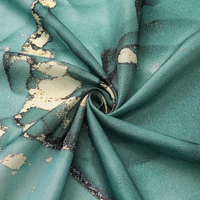 Gibelle Long Fabric Shower Curtain 72 x 78, Tall Abstract Turquoise Marble Shower Curtain, Modern Ink Art Waterproof Fabric Shower Curtain Set with Hooks - ModernBath