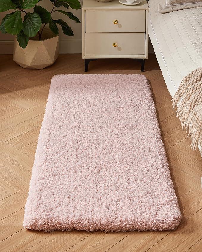 ILANGO Pink Bathroom Rugs 48" × 24" Non Slip & Super Absorbent Extra Thick Soft, Washable Bath Mat for Floor, Microfiber Plush Shaggy Bath Rug with Rubber for Bathtub Shower Room Sink - ModernBath