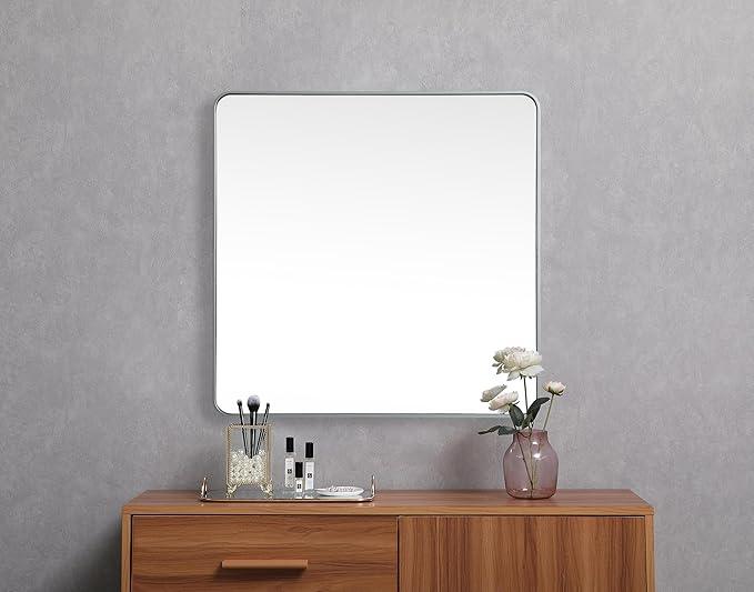 ARS Concepts Aura, Soft Corner Metal Square Mirror 42X42 Inch in, Modern, Silver - ModernBath