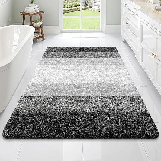 OLANLY Bathroom Rugs Mat 70x46, Extra Soft Absorbent Microfiber Bath Rugs, Rubber Backing, Quick Dry, Machine Washable Bath Mats for Bathroom Floor, Tub and Shower, Home Decor Accessories, Black - ModernBath