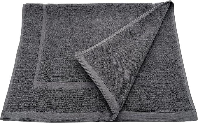 Lincoln & Palm 1-Piece Turkish Cotton Bath Mat - Soft, Plush, and Absorbent - 1000 GSM Thick Luxury Spa and Hotel Style - No Rubber Backing - Silver-Infused SILVERbac (1 Piece Bath Mat, Charcoal) - ModernBath