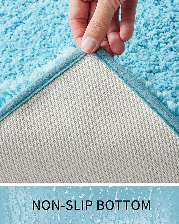 Ruggnovea Bathroom Rugs Non Slip Washable 70x24, Ultra Soft Thick Shaggy Absorbent Bath Mats, High Density Foam Latex Non Slip Backing Bath Rugs, Microfiber Bath Mats for Bathroom Floor&Sink,Teal - ModernBath