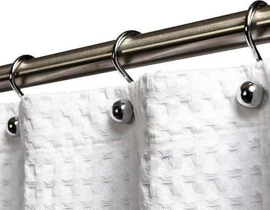 Hermosa Collection Luxury S Shower Curtain Hooks (12-Pack) Hotel Quality Silver Chrome Finish | Bathroom Accessories | Non-Slip Ball End | Easy to Hang - ModernBath