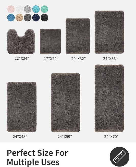 ILANGO Dark Gray Bathroom Rugs 70" × 24" Non Slip & Super Absorbent Thick Soft, Washable Bath Carpet Runner for Floor, Microfiber Plush Shaggy Bath Mats with Rubber for Bedroom Bathtub Shower Room - ModernBath