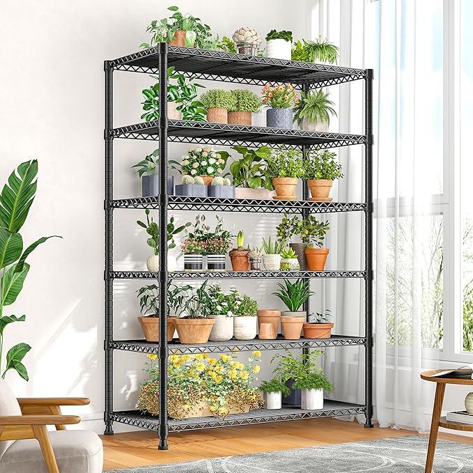 REIBII 75" H Metal Shelving 6 Tier Storage Shelf Adjustable Kitchen Shelf Wire Shelving Unit Detachable Storage Rack for Kitchen Laundry Living Room Commercial Heavy Duty Metal Shelf 75" X35" X14" - ModernBath