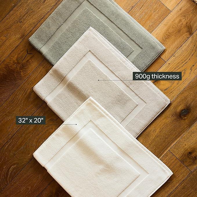 Preston Lane Douro Bath Mat – 100% Cotton, Plush & Absorbent Quick-Dry Bathroom Rug – Hotel-Quality Floor Mat for Shower or Tub, Made in Portugal, Eucalyptus - ModernBath