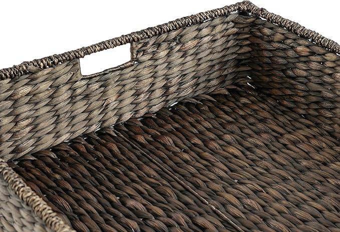 happimess BSK2015C Holden 30" Classic Costal Hand-Woven Hyacinth Wicker Under Bed Storage Basket with for Storage and Decoration in Bathroom, Bedroom, Closet, Entryway, Black - ModernBath