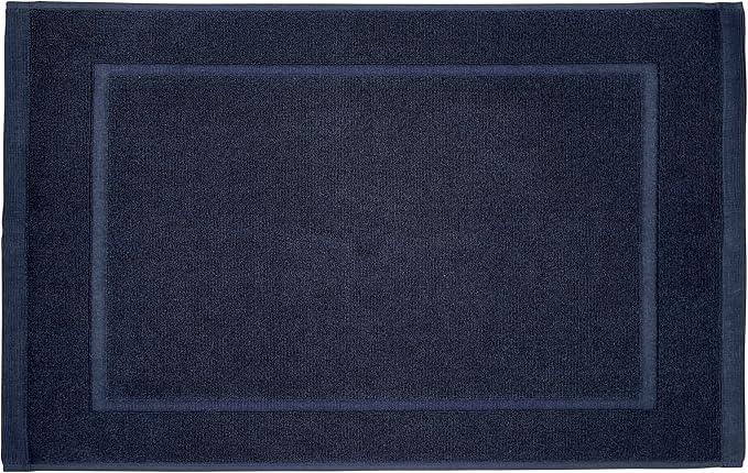 Lincoln & Palm 1-Piece Turkish Cotton Bath Mat - Soft, Plush, and Absorbent - 1000 GSM Thick Luxury Spa and Hotel Style - No Rubber Backing - Silver-Infused SILVERbac (1 Piece Bath Mat, Navy) - ModernBath