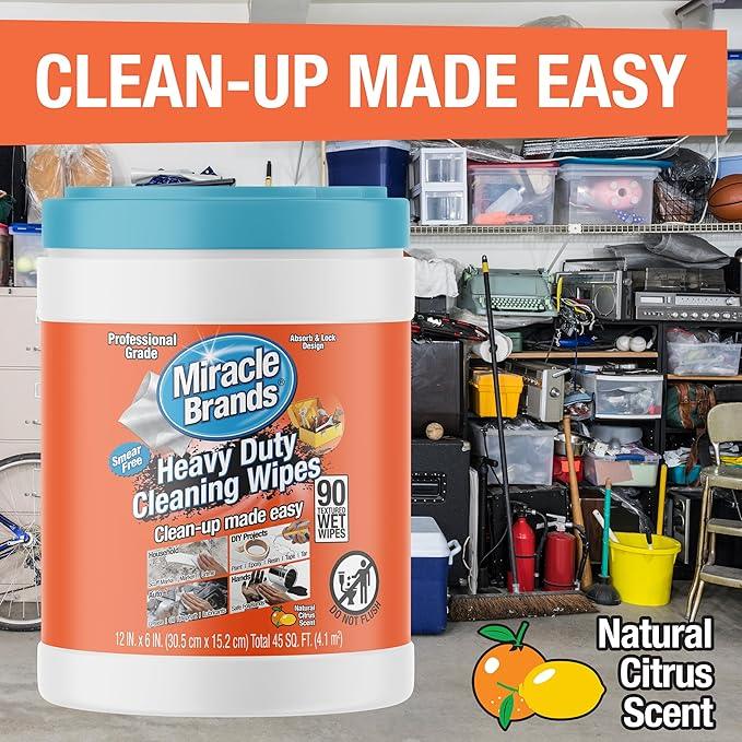 MiracleWipes for Heavy Duty Cleaning (90 Count) - All Purpose Cleaner, Kitchens, Bathrooms, Countertops, Hands, Indoors, Outdoors - Removes Grease, Grime, Crayon, Dirt & More - ModernBath