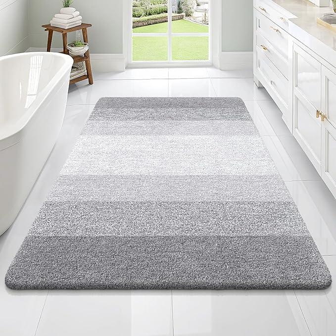 OLANLY Bathroom Rugs Mat 70x46, Extra Soft Absorbent Microfiber Bath Rugs, Rubber Backing, Quick Dry, Machine Washable Bath Mats for Bathroom Floor, Tub and Shower, Home Decor Accessories, Light Grey - ModernBath