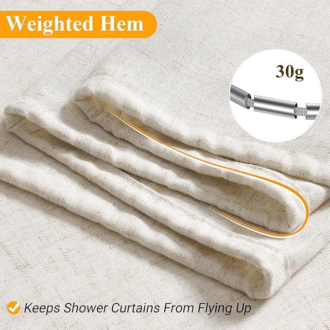 Naturoom Stall Shower Curtain 48 inch Long Luxury Natural Linen Neutral Tone Woven Look Vintage Country Style Rustic Shower Curtains for Bathroom, Cream Beige, 48x72 - ModernBath