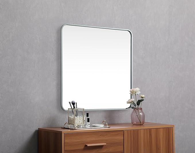ARS Concepts Aura, Soft Corner Metal Square Mirror 30X30 Inch in, Modern, Silver - ModernBath