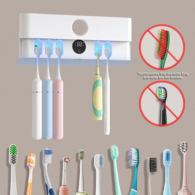 Electric Toothbrush Holder and Cleaner Auto Cleaning and Drying Toothbrushs in Circle Wall Mounted for Bathroom Accessory Auto Open/Close Cover Rechargeable Home Gadgets - ModernBath