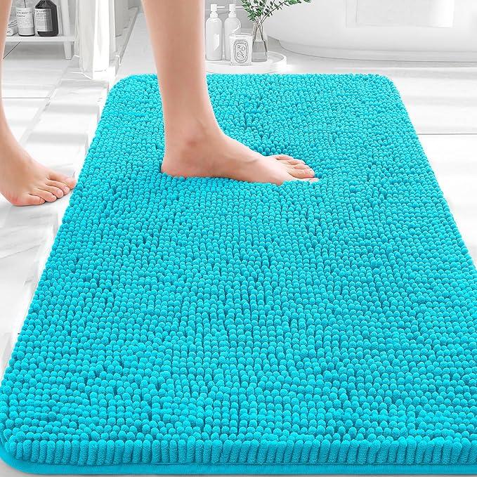 OLANLY Bathroom Rugs 36x24, Extra Soft Absorbent Chenille Bath Rugs, Rubber Backing Quick Dry, Machine Washable Bath Mats for Bathroom Floor, Tub and Shower, Home Decor Accessories, Aqua Sky - ModernBath