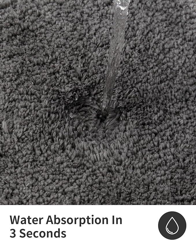 ILANGO Dark Gray Bathroom Rugs 30" × 20" Non Slip & Super Absorbent Extra Thick Soft, Washable Bath Mat for Floor, Microfiber Plush Shaggy Bath Rug with Rubber for Bathtub Shower Room Sink - ModernBath