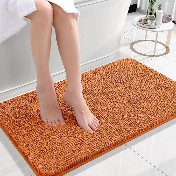 OLANLY Bathroom Rugs 24x16, Extra Soft Absorbent Chenille Bath Rugs, Rubber Backing Quick Dry, Machine Washable Bath Mats for Bathroom Floor, Tub and Shower, Home Decor Accessories, Clay - ModernBath