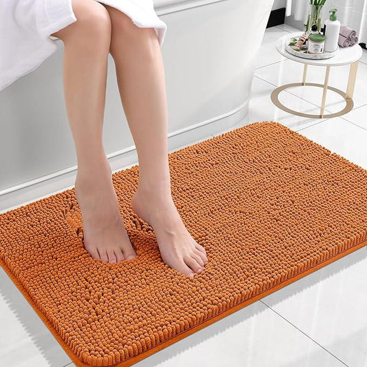 OLANLY Bathroom Rugs 24x16, Extra Soft Absorbent Chenille Bath Rugs, Rubber Backing Quick Dry, Machine Washable Bath Mats for Bathroom Floor, Tub and Shower, Home Decor Accessories, Clay - ModernBath