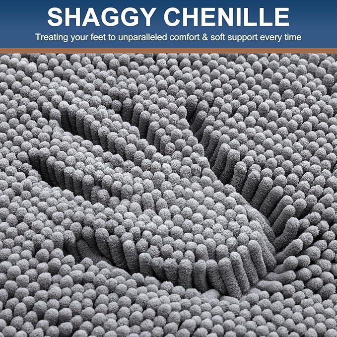 Smiry Luxury Chenille Round 24''x24'', Extra Soft and Absorbent Shaggy Bathroom Mat Rugs, Machine Washable, Non-Slip Plush Carpet for Tub, Shower, and Bath Room, Grey - ModernBath