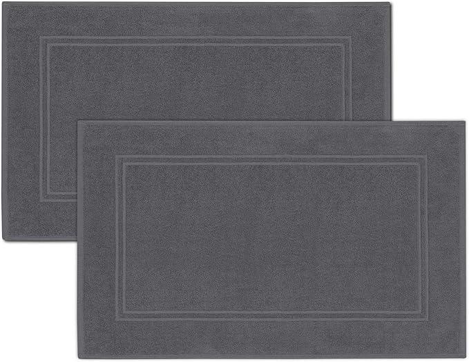 Tens Towels Pack of 2 Bath Mats 100% Cotton, 20 x 32 Inches, Super Absorbent, Hotel Quality Premium Floor Towels, Luxurious, Soft & Quick Dry, Not a Bathroom Rug, Dark Grey - ModernBath