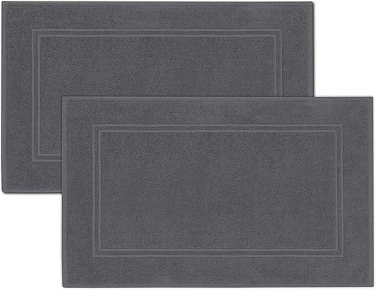 Tens Towels Pack of 2 Bath Mats 100% Cotton, 20 x 32 Inches, Super Absorbent, Hotel Quality Premium Floor Towels, Luxurious, Soft & Quick Dry, Not a Bathroom Rug, Dark Grey - ModernBath